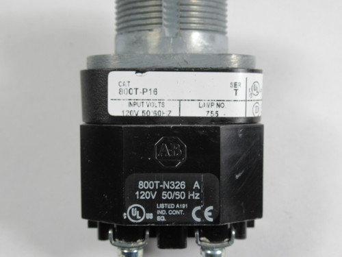 Allen-Bradley 800T-P16 Series T Pilot Light 120VAC 50/60Hz No Lens NOP