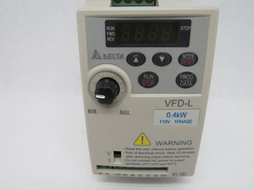 Delta VFD004L11A Variable Frequency Drive 3Ph 0-240V 2.5A 1kVa .50HP USED