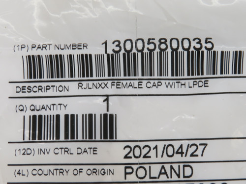 Brad Connectivity Woodhead 1300580035 RJ-Lnxx Female Closure Cap W/Lanyard NWB