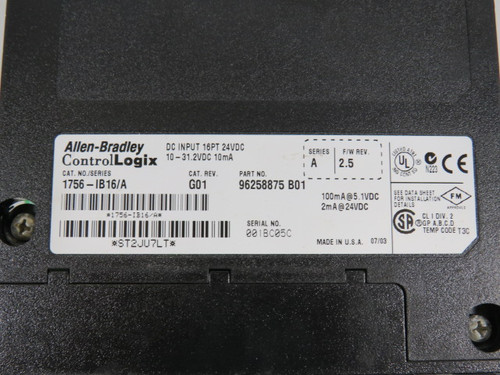 Allen-Bradley 1756-IB16/A DC Input Module Cat Rev G01 USED
