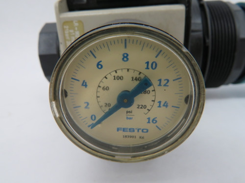 Festo 178819 LR-M2-G1/2-10GI Pressure Regulator w/Gauge G1/2 21 bar 300 psi USED