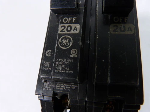 General Electric THQL2120 Circuit Breaker 20A 240VAC 2P USED