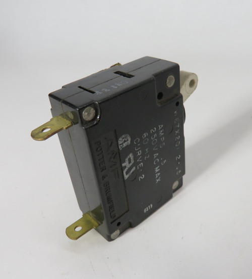 Potter & Brumfield W67X2Q1-2-.5 Circuit Breaker 0.5A 250VAC 1P 2 Curve USED