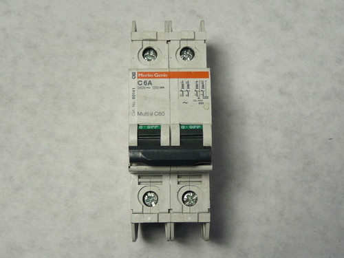 Merlin Gerin 60141 C60-C6A Miniature Circuit Breaker 6A 240VAC 125VDC 2P USED