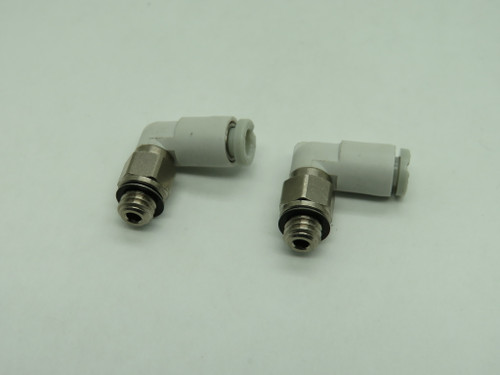 SMC KQ2L04-M6N Male Elbow Fitting 4mm Tubing OD M6 Thread Lot of 2 NOP