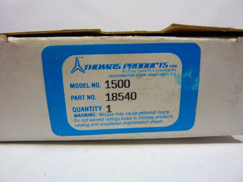 Thomas Products 18540 Flow Switch Model 1500 0.5-20 GPM ! NEW !