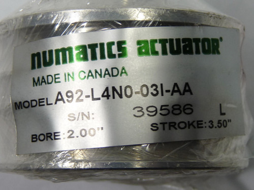Numatics A92-L4N0-03I-AA Actuator 2" Bore 3.50" Stroke ! NEW !