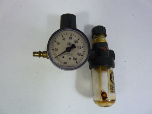 Coilhose Pneumatics MR-2 Press Range 125PSI Mini Regulator Complete USED