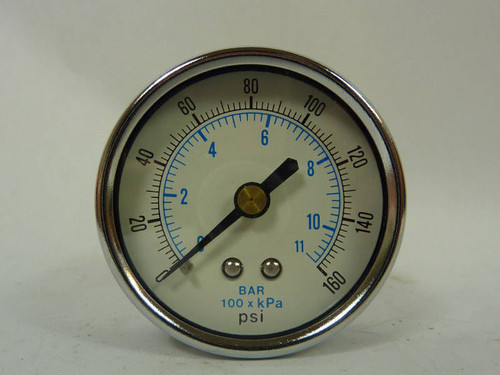 Pressure Gauge 2" Dry 1/4NPT Brass Back 0-160psi ! NIB