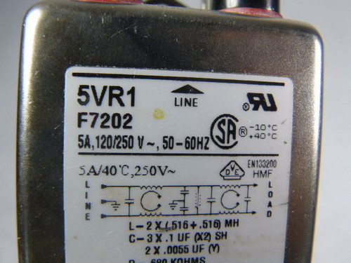 Corcom 5VR1 RFI Power Line Filter 5A 700uA 250VAC USED