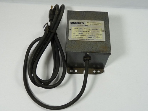 Ransburg 4000464 Static Neutralizer Power Supply 7.5Kv 115V .50A 50/60Hz USED