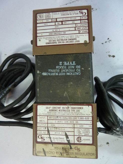 Sola 23-22-112-2 Constant Voltage Transformer 120VA Pri 95-130V Sec 120V USED