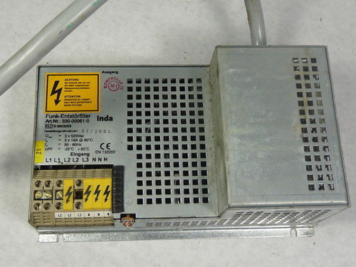 Inda 330-00061-0 Power Supply 3 x 520VAC 50/60Hz B9903059 USED