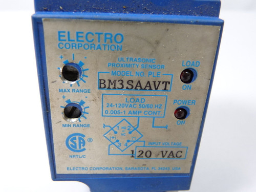 Electro BM3SAAVT Ultrasonic Proximity Sensor 24-120VAC 50/60Hz USED