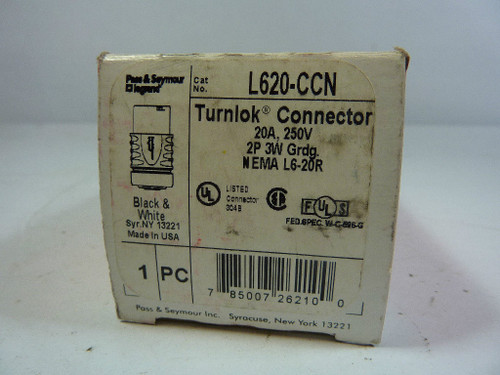 Pass & Seymour L620-CCN Turnlok Connector 20A 250V 3W 2P ! NEW !