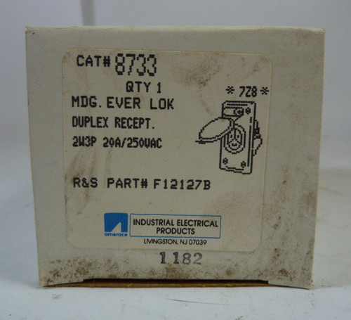 Russel & Stoll 8733 Ever-Lok Receptacle 20 Amp ! NEW !