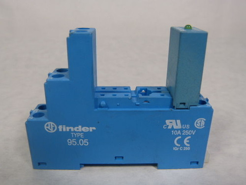 Finder 95.05 Din-Rail Screw Terminal Socket 5mm Pinning - Blue 10A 250V USED