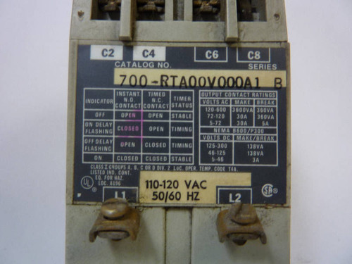 Allen-Bradley Time Delay Relay 700-RTA00V000A1 USED