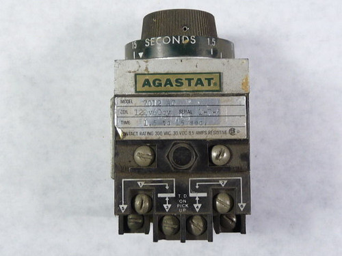 Agastat 7012-AC Time Delay Relay 1.5 - 15 Sec DPDT 120VAC USED