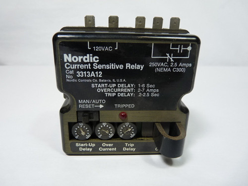 Nordic 3313A12 Current Sensitive Relay 250V 25Amp USED