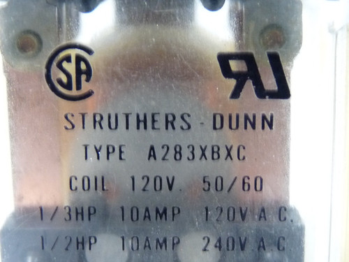 Struthers & Dunn A283XBXC120A Relay 120V 10A 50/60Hz 8 Blade USED