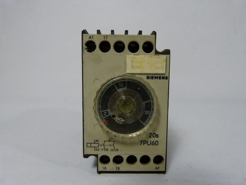 Siemens 7PU6040-7NN20 Time Delay Relay 2-20sec 220/240V 50/60Hz USED