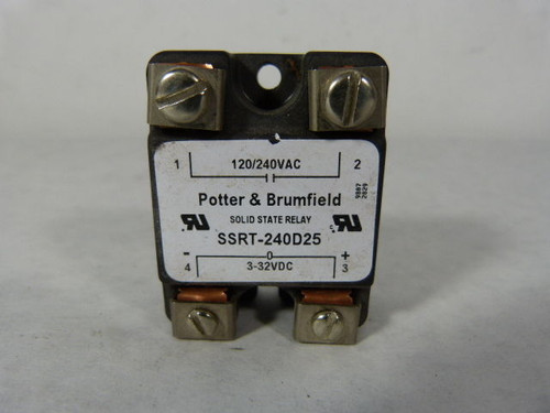 Potter & Brumfield SSRT-240D25 Panel Mount Solid State Relay 120/240VAC USED