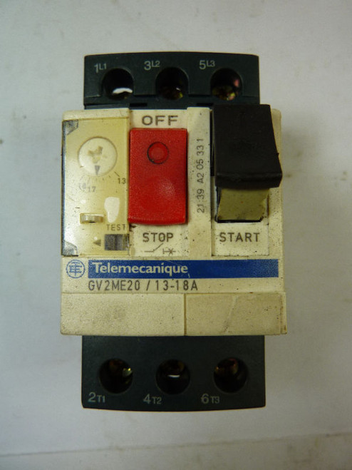 Telemecanique GV2ME20 Motor Protector 13-18 Amp USED