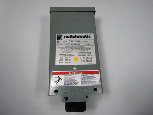 Federal Pioneer RCD5336 Switchmatic Starter Switch 30A 600V 3 Phase USED