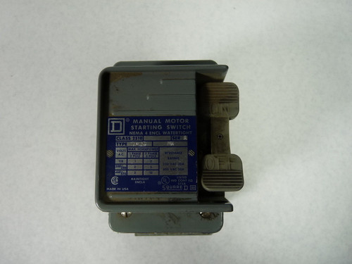 Square D 2510-KW-2 Manual Starter Switch 30A 3P 3Ph 600VAC USED