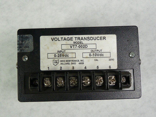 Ohio Semitronics VT7-002D DC Voltage Transducer 0-25VDC Input 0-10VDC OutUSED