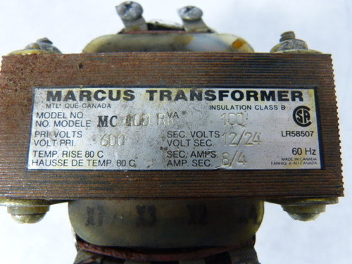 Marcus MC100R Transformer pri 600V sec 12/24V USED