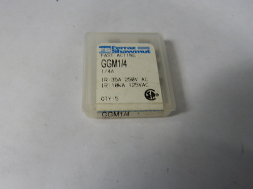 Gould GGM1/4 Fast Acting Fuse 1/4A 250V 5-Pack ! NEW !