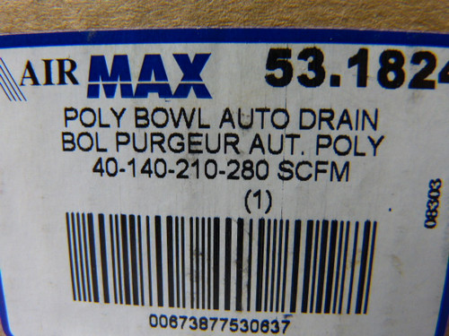 Poly Bowl Auto Drain 40-140-210-280-SCFM Filter Bowl ! NEW !