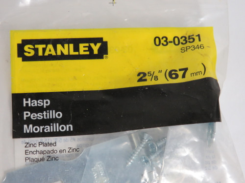 Stanley 03-0351 (SP346) Zinc Plated 2 5/8" 67mm Hasp  NWB