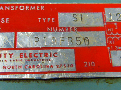 Sola Basic P19FB50 Type S1 60Hz Transformer USED