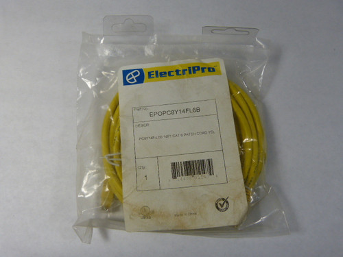 ElectriPro EPOPC8Y14FL6B Cat 6 Patch Cord Yellow 14ft SHELF WEAR NWB