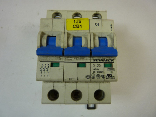 Schrack BS-019320 Circuit Breaker 20A 3-Pole USED