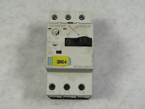 Siemens 3RV1011-0HA10 Motor Controller 0.55-0.8 Amp USED