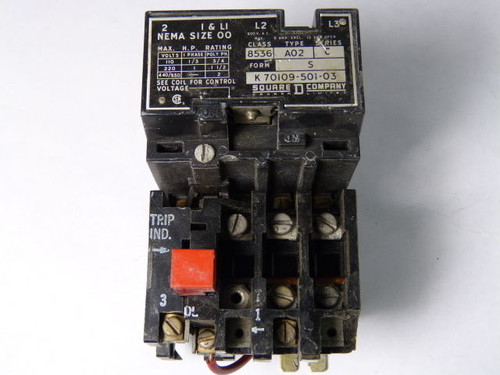 Square D 8536-A0-2 Starter 3Pole 3Ph 110/120V 50/60Hz USED