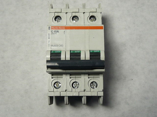 Merlin Gerin 60177 C60N-C10A Miniature Circuit Breaker 3Pole 10A 240V USED
