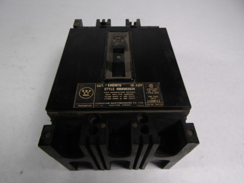 Westinghouse EHB3015 Circuit Breaker 3-Pole 15A 480V AC USED