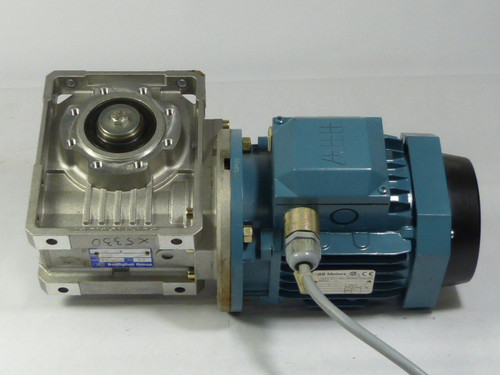 ABB 0.90HP 1660RPM 360V TEFC 3Ph 2A 60Hz C/W Gearbox 100:1 Ratio USED