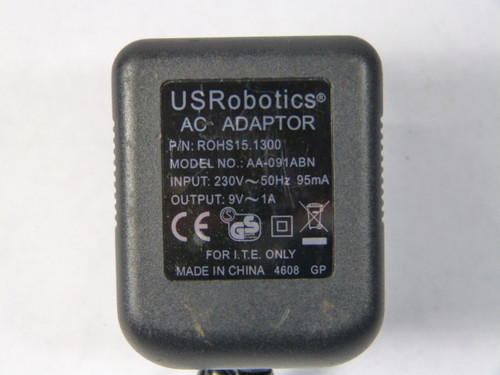Us Robotics AA-091-ABN/ROHS15.1300 AC Adaptor 230V 50HZ 9V 1Amp USED