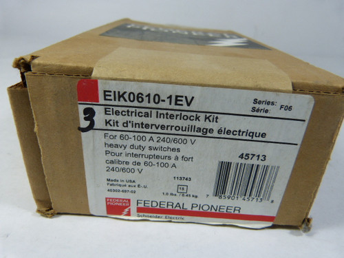 Federal Pioneer EIK0610-1EV Elevator Rated Interlock 60-100 Amp Box Of 3 ! NEW !