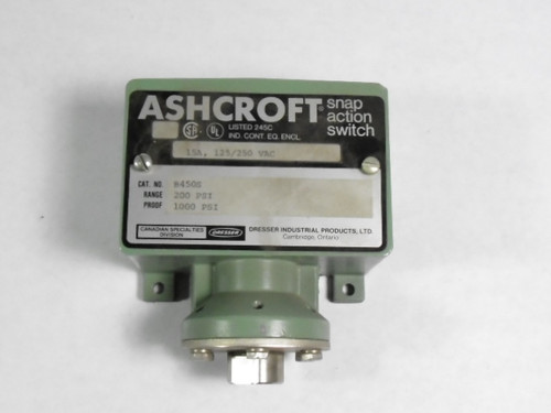 Ashcroft B450S Snap Action Switch 15A 125/250V AC 200psi USED