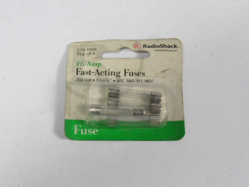 Radio Shack  270-1006 Fast-Acting Fuse 1.5A 250V 4-Pack ! NEW !