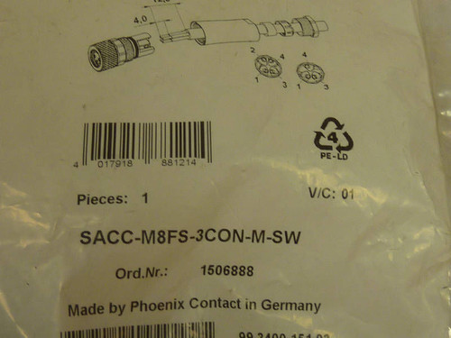 Phoenix Contact SACC-M8FS-3CON-M-SW 1506888 Cable Connector  ! NEW !