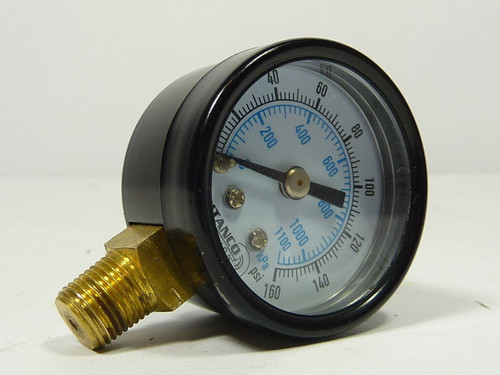 Pitanco 150A13 1-1/4" Pressure Gauge 0-160psi 1/8 NPT Bottom Connection USED