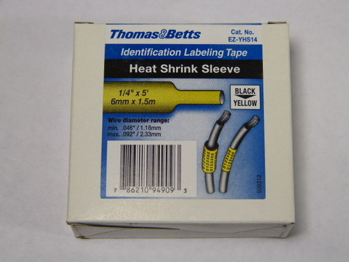 Thomas & Betts EZ-YHS14 Yellow Heat Shrink Sleeve Labeling Tape 1/4" ! NEW !